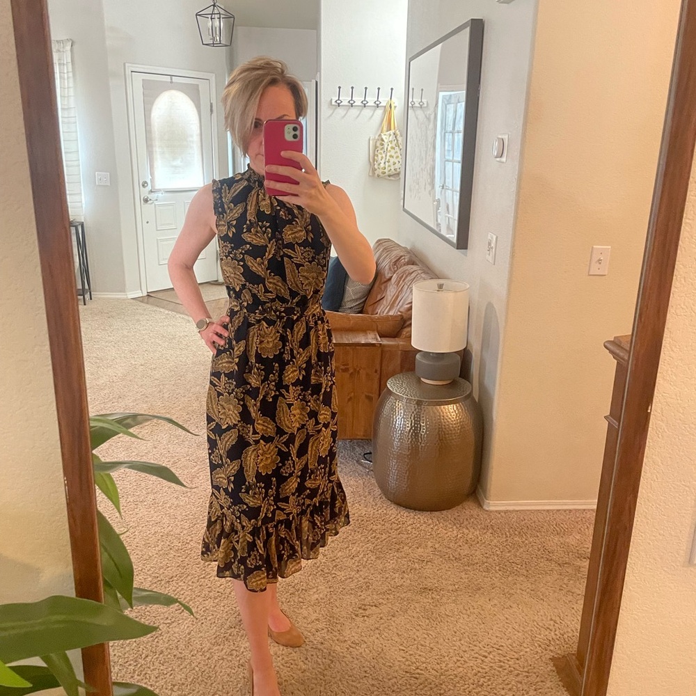 Floral Black and Gold Dress